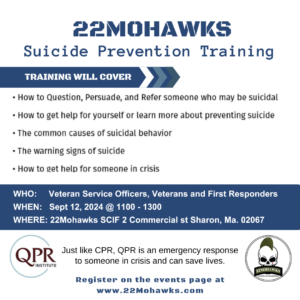 A flyer for the suicide prevention training.